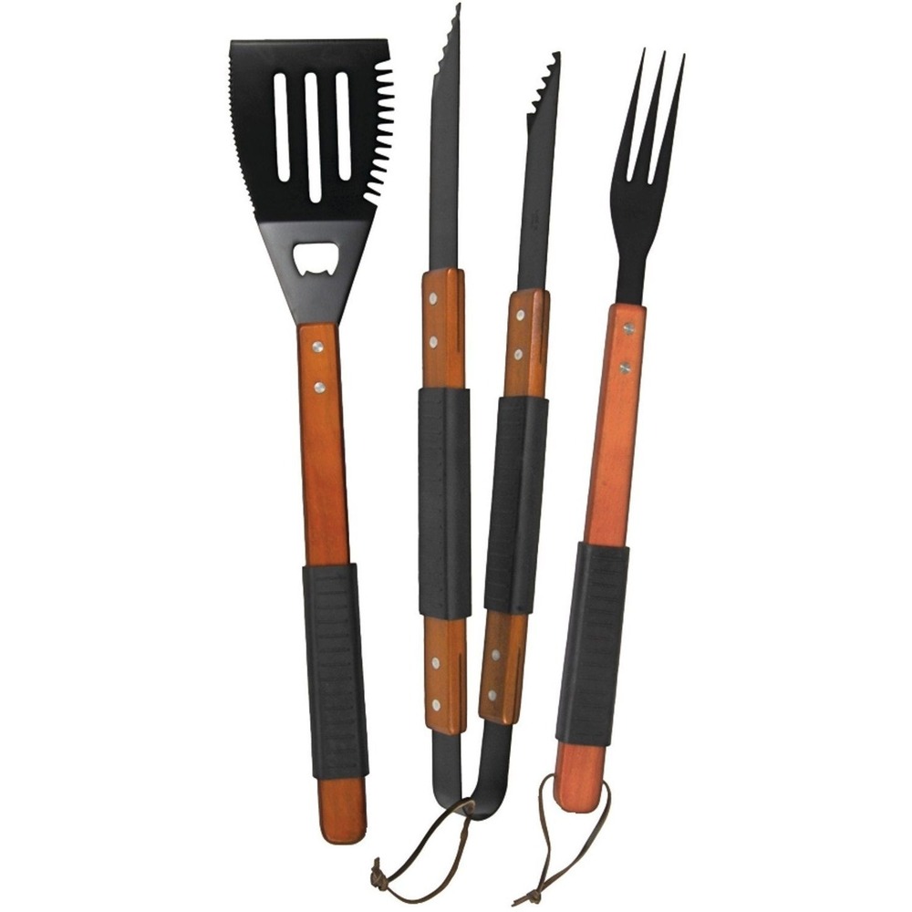 Brinkmann BBQ Grill Tool Set 3-Piece Spatula Fork Knife Wood Handles New Tools!!